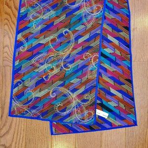 Baar & Beards Scarf, 100% Silk, Rectangular, Colorful Purple Gold Detail